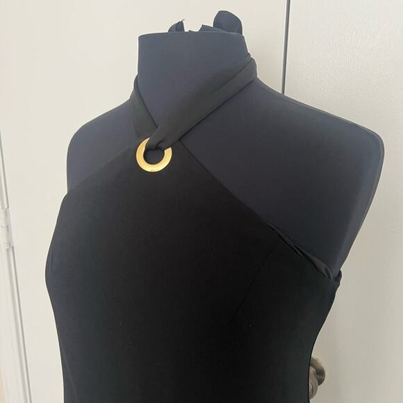 Trina Turk Women's Glow Halter Neck Carmel Crepe Black Dress - Picture 4 of 10